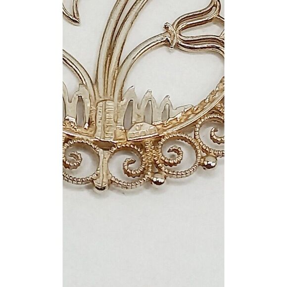 Vintage Scandinavian SYLVSMIDJA 830 Silver Filigree Tulip Flower Brooch Pendant - Picture 5 of 7